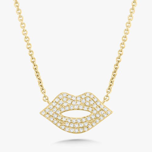 Taylynn Pave Diamond Lips Necklace