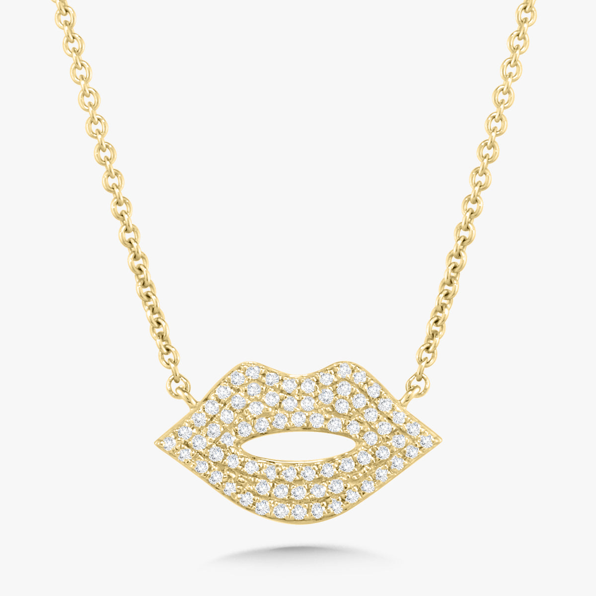 Taylynn Pave Diamond Lips Necklace