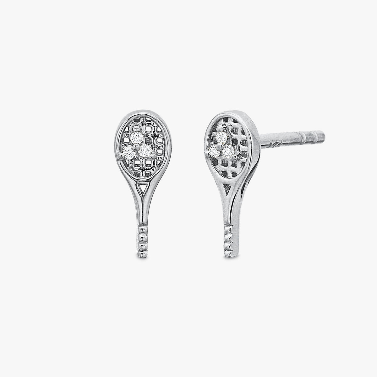 30 Love Diamond Tennis Racquet Stud Earrings