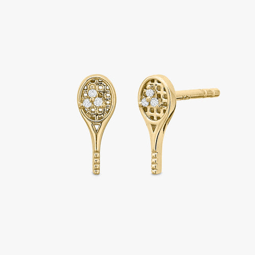 30 Love Diamond Tennis Racquet Stud Earrings