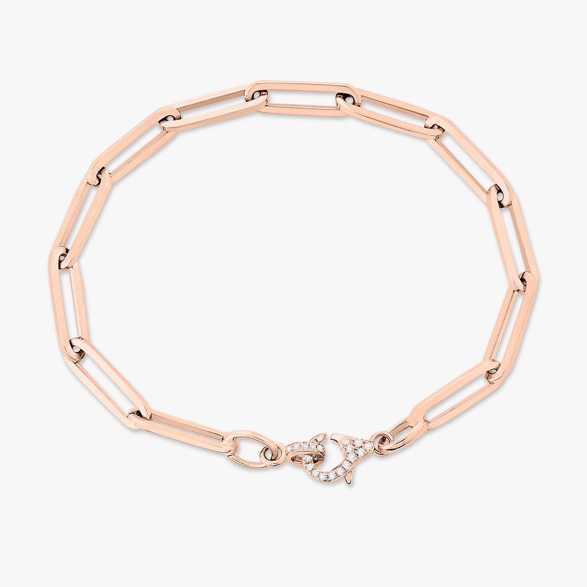 Teagan Paperclip Chain Bracelet with Pave Diamond Lobster Clasp