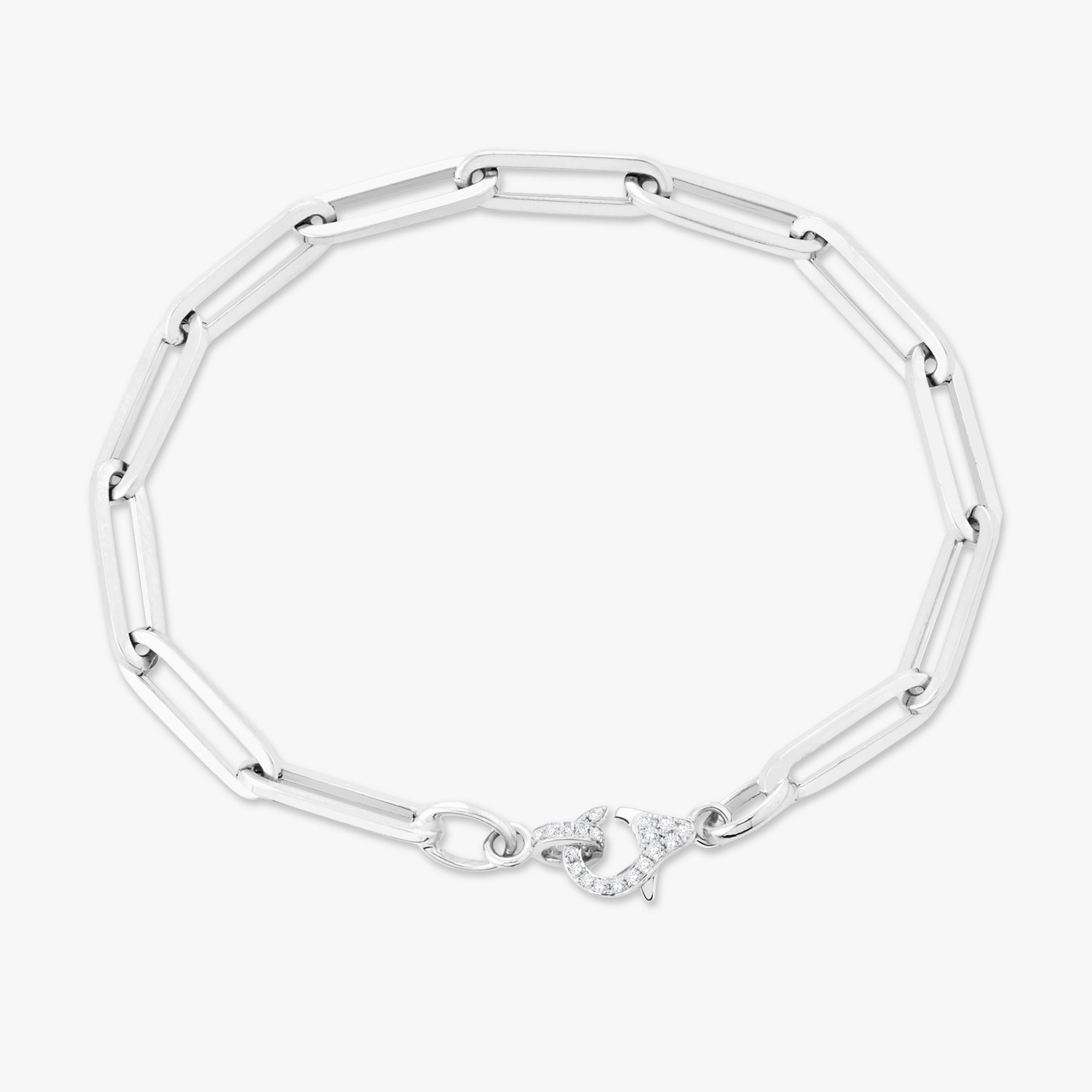 Teagan Paperclip Chain Bracelet with Pave Diamond Lobster Clasp – RWFJ