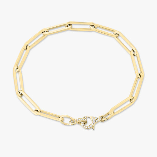 Teagan Paperclip Chain Bracelet with Pave Diamond Lobster Clasp