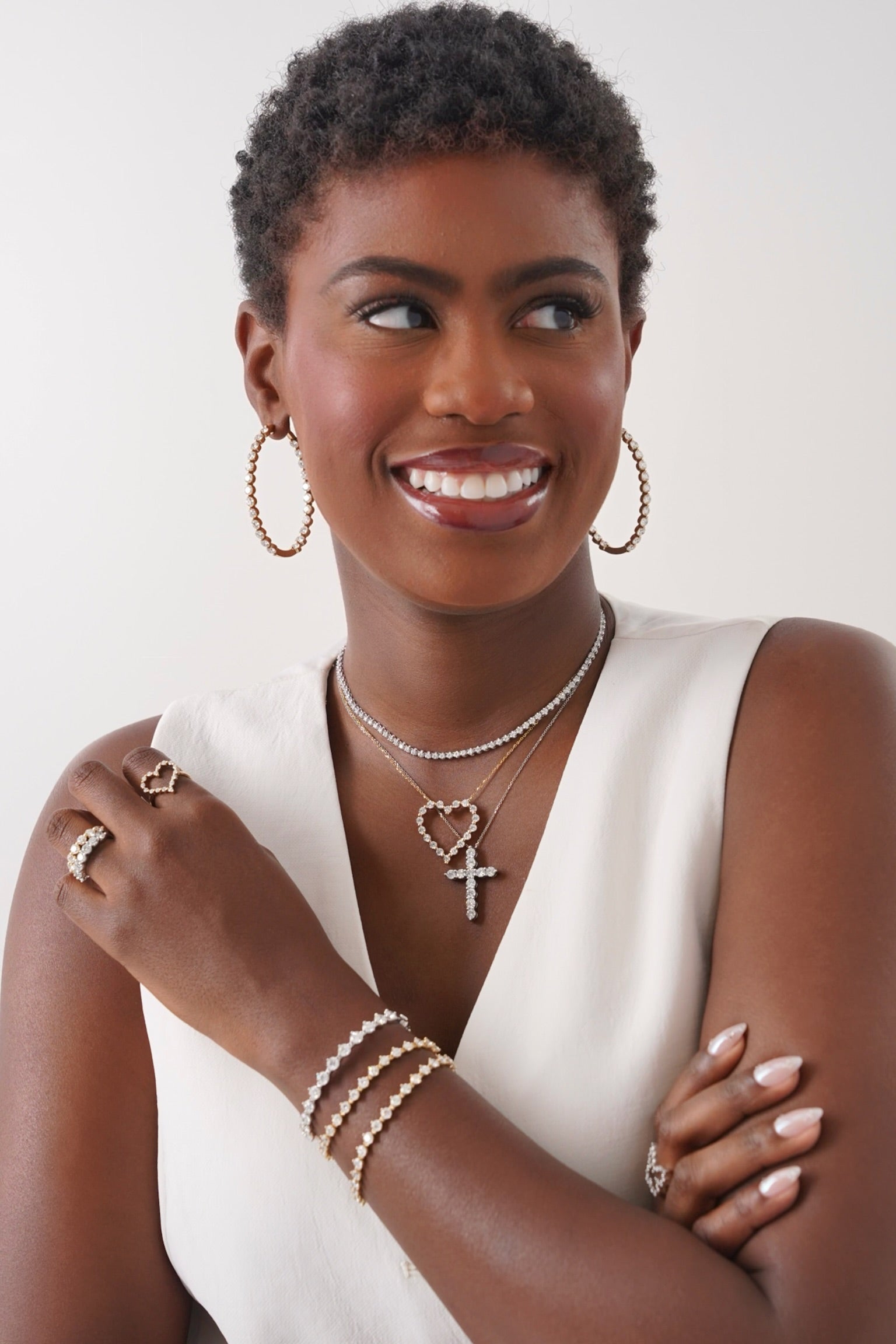 Georgie Two Prong Diamond Cross Necklace – RWFJ