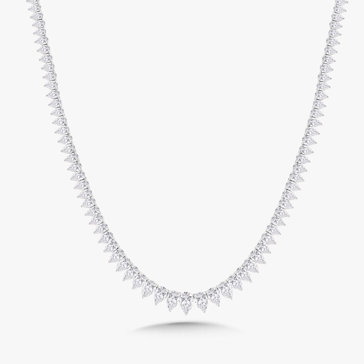 The Greer Graduated Pear Edge Tennis Necklace 31.83 ctw