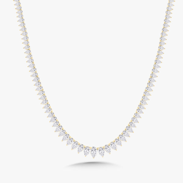 The Greer Graduated Pear Edge Tennis Necklace 31.83 ctw – RWFJ