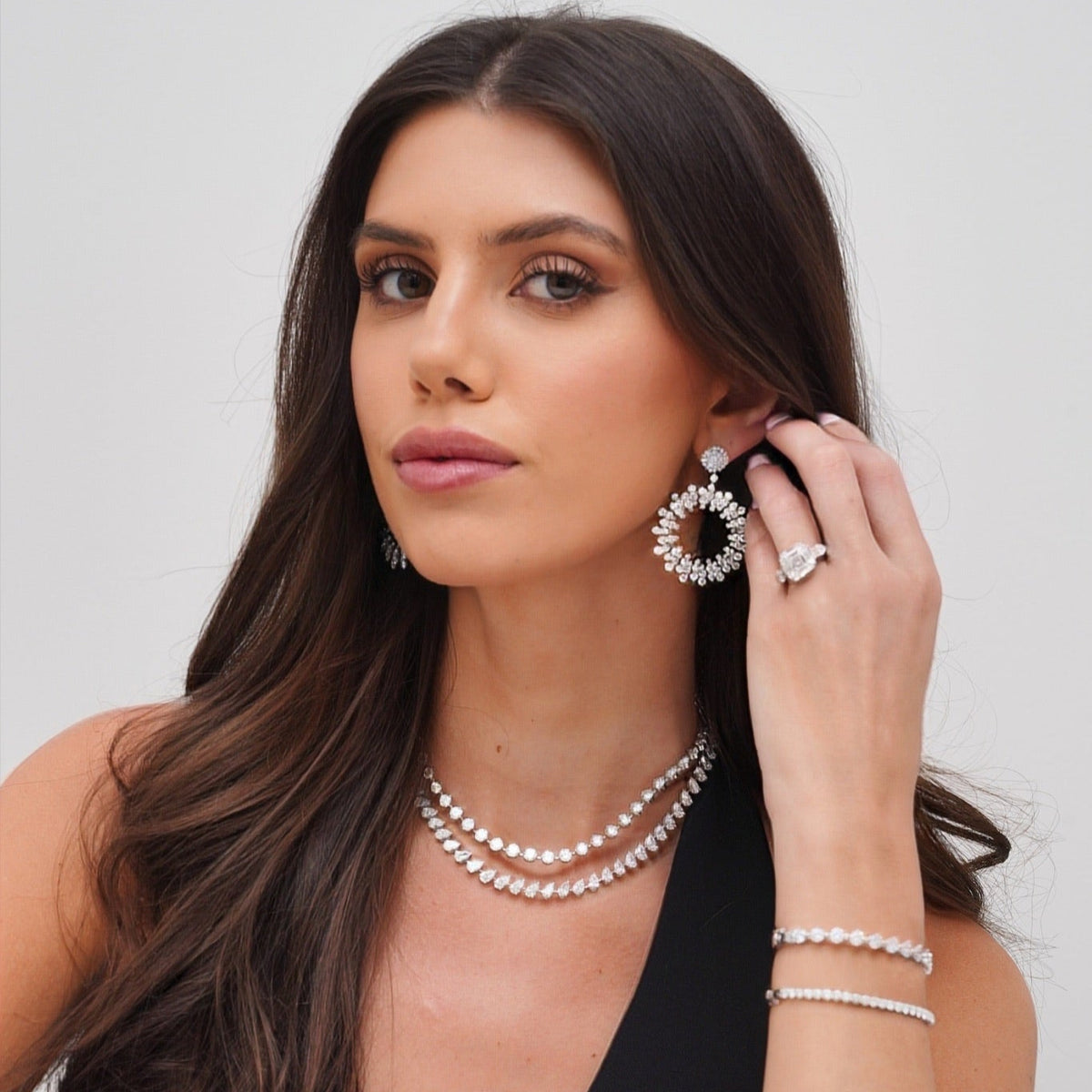 Tilted Pear Diamond Tennis Necklace 28 ctw