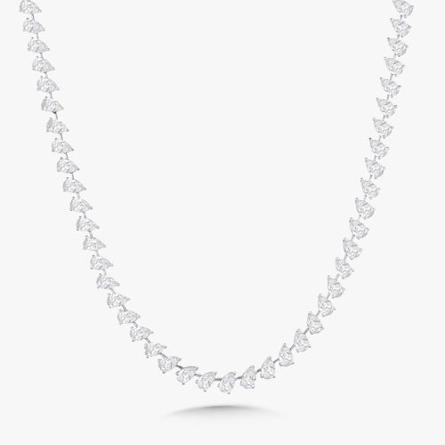 Tilted Pear Diamond Tennis Necklace 28 ctw