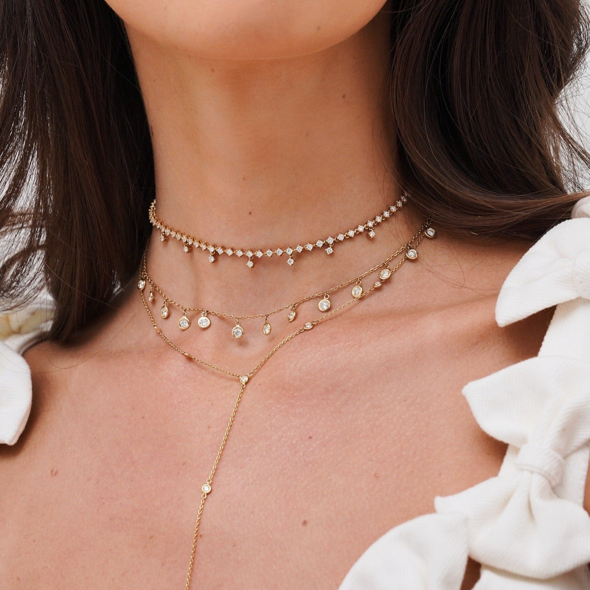 Tinx Dangle Diamond Adjustable Choker/Collar Necklace 2.66 ctw