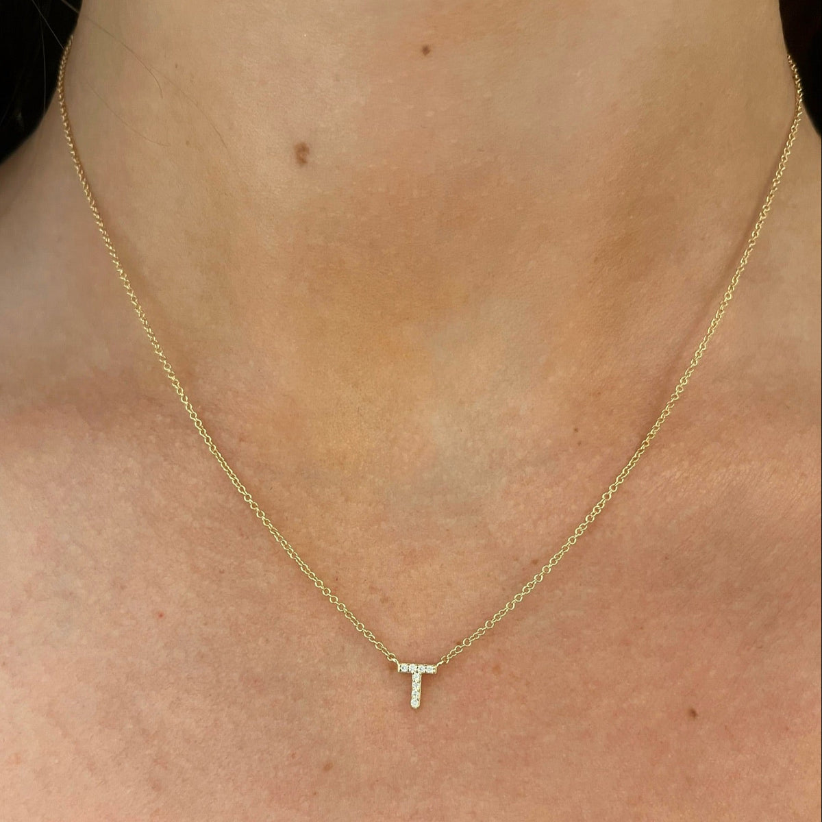 Tiny Diamond Initial Necklace