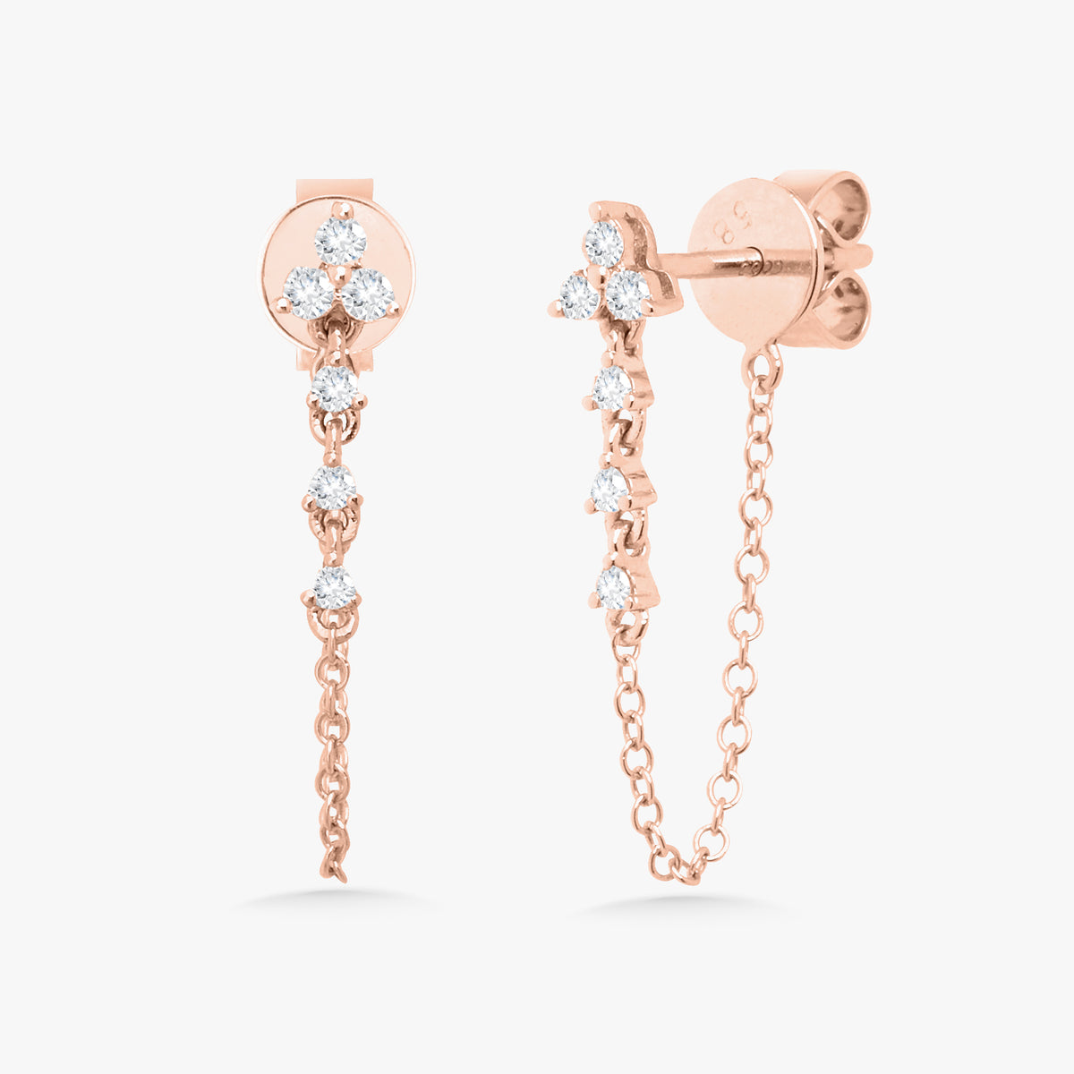Trilogy Chain Diamond Stud Earrings