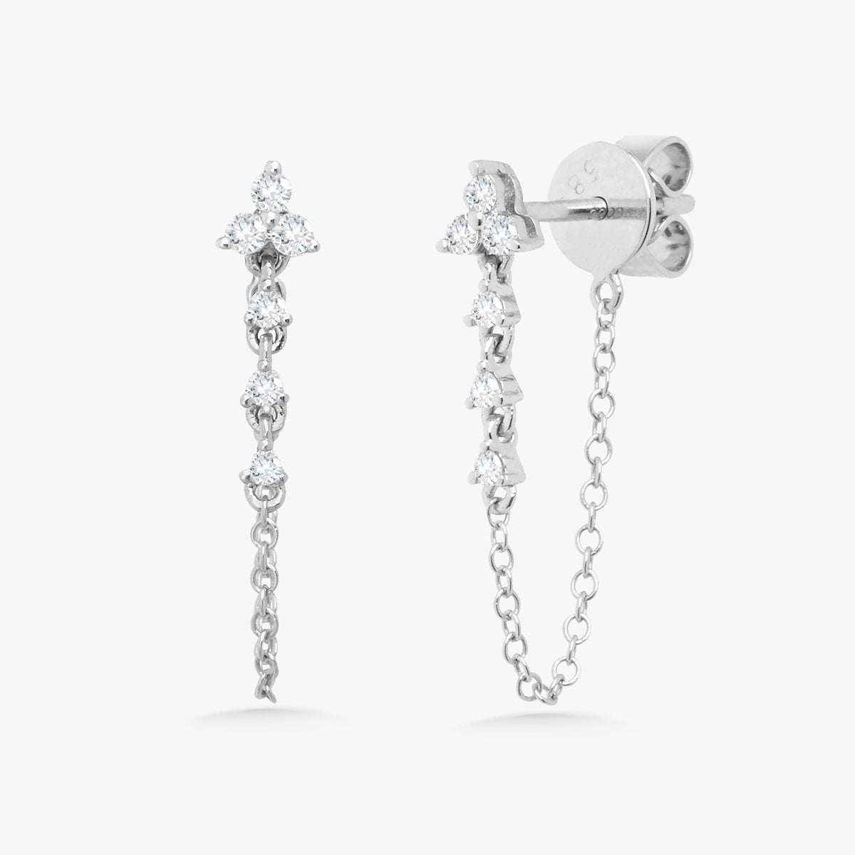 Trilogy Chain Diamond Stud Earrings