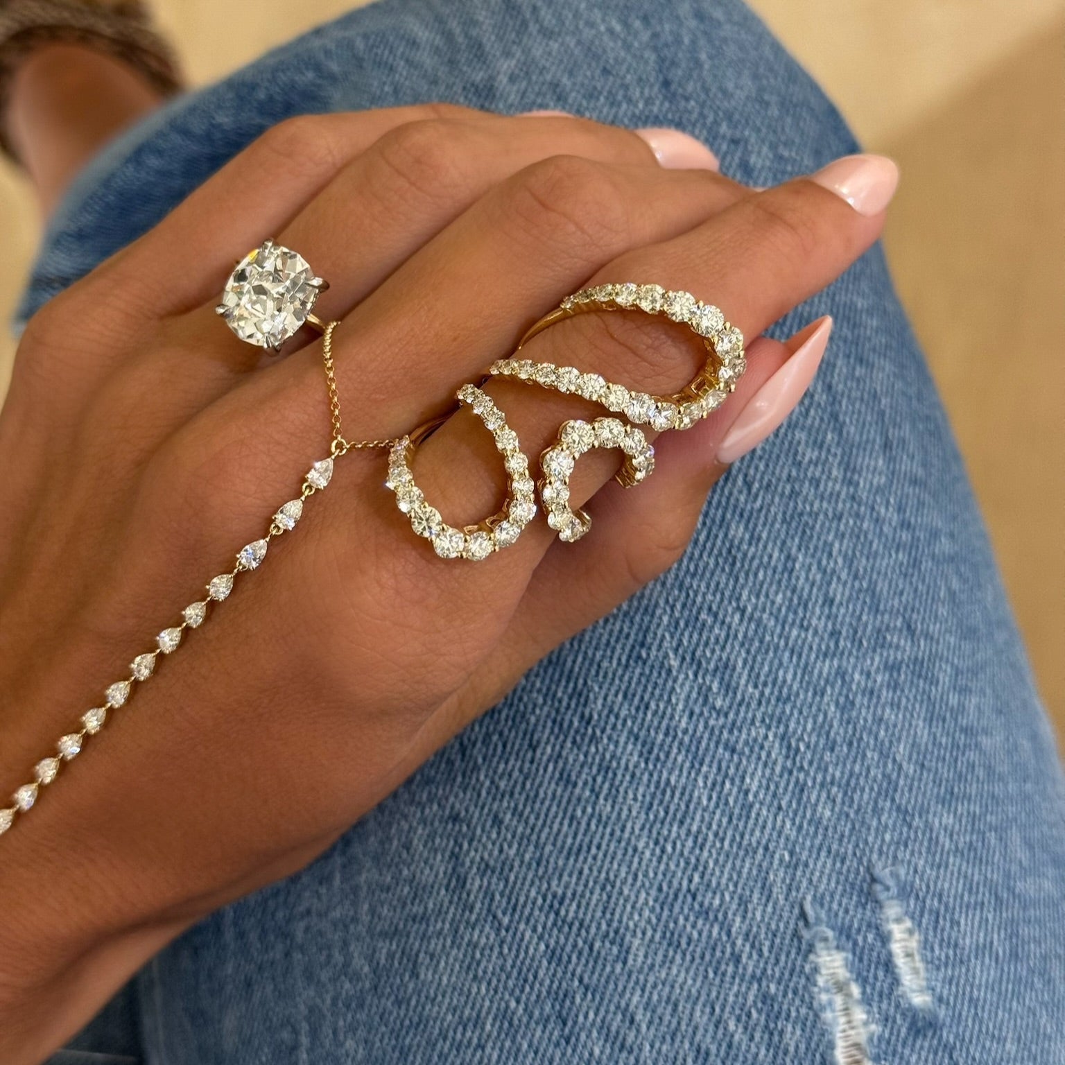 Paulina Pear Shape Diamond Hand Chain 3.75 ctw – RWFJ
