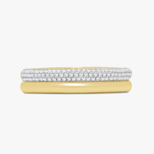 Two-Tone Gold & Pave Diamond Illusion Stacking Band
