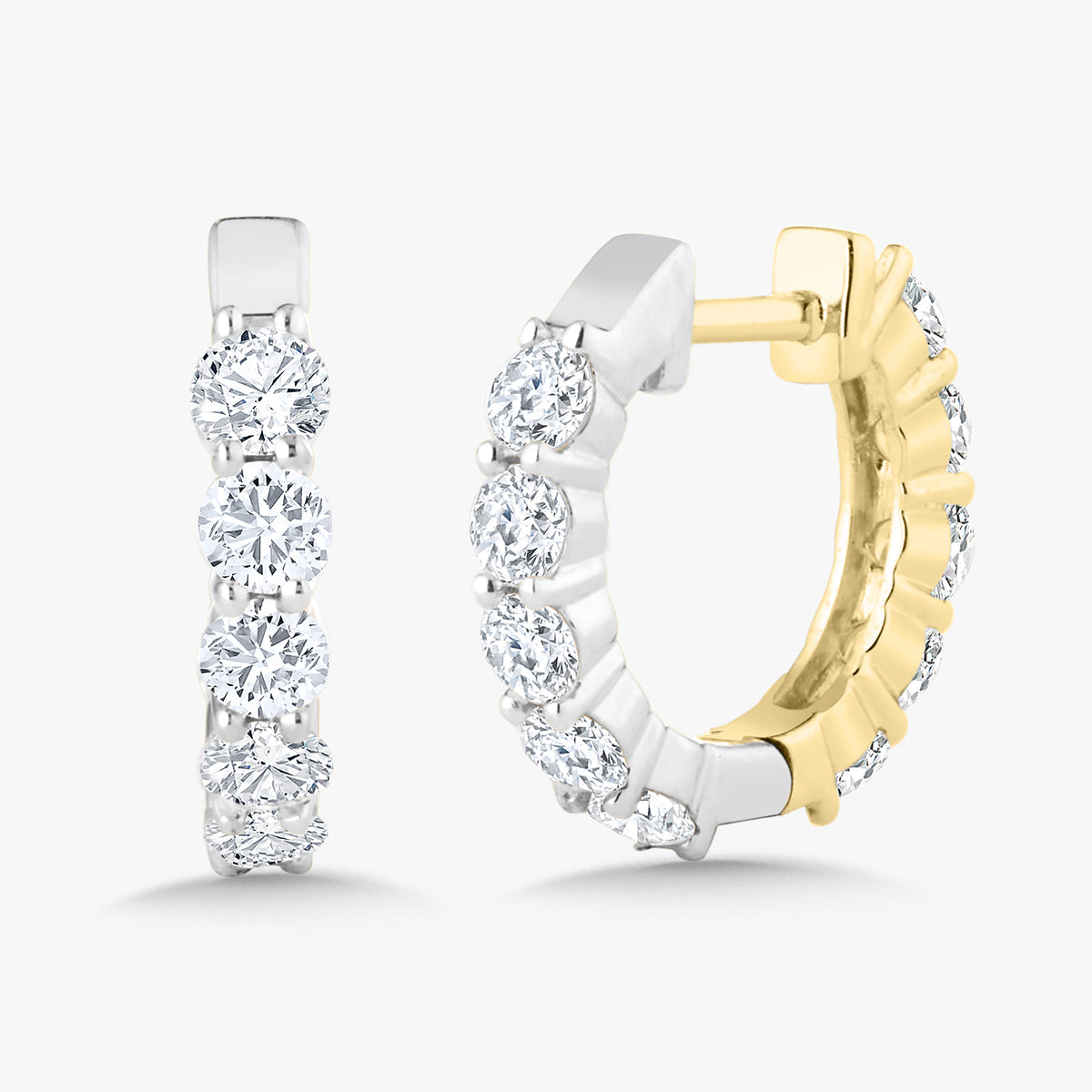 Two-Tone Reversible Diamond Huggie Earrings 1 ctw