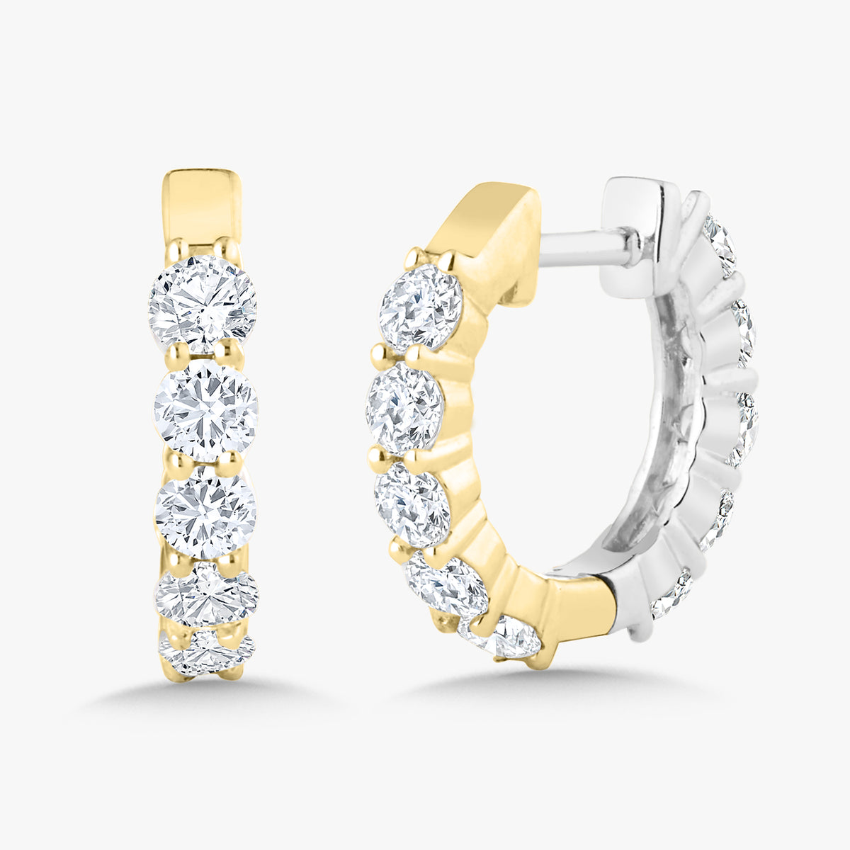 Two-Tone Reversible Diamond Huggie Earrings 1 ctw