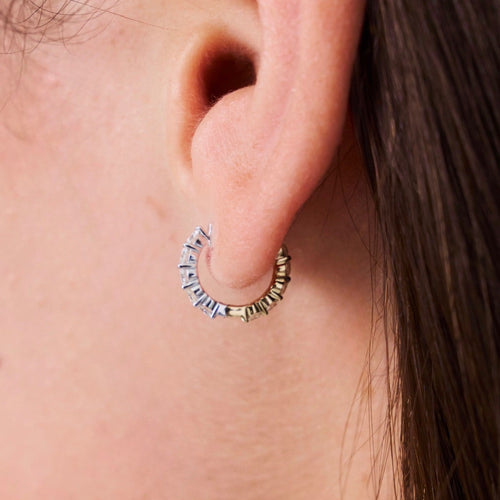Two-Tone Reversible Diamond Huggie Earrings 1 ctw
