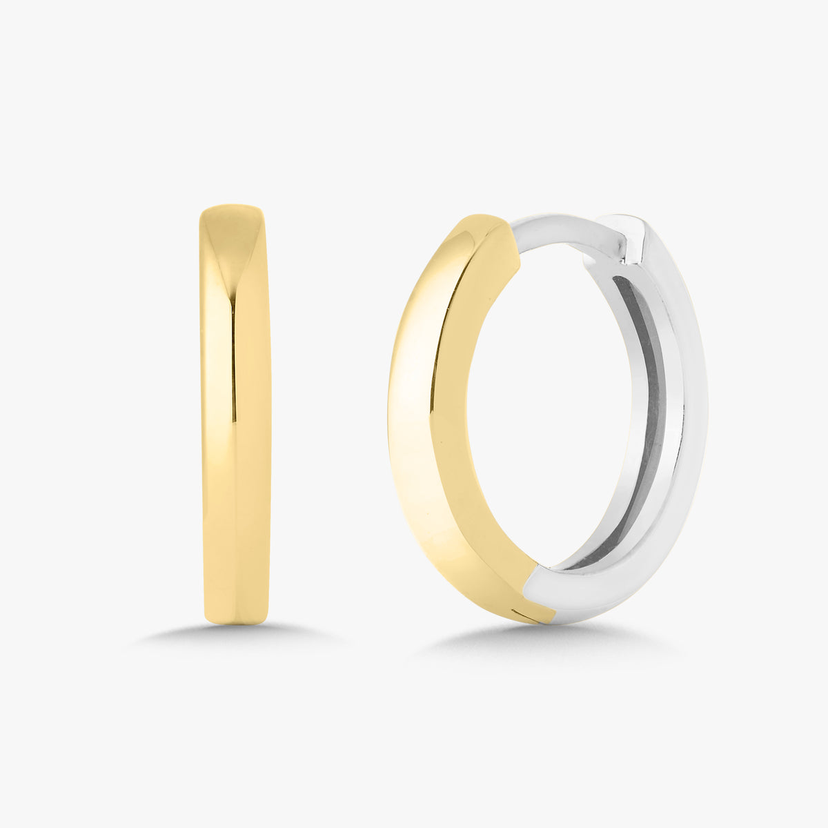 Two-Tone Reversible Polished Huggie Earrings