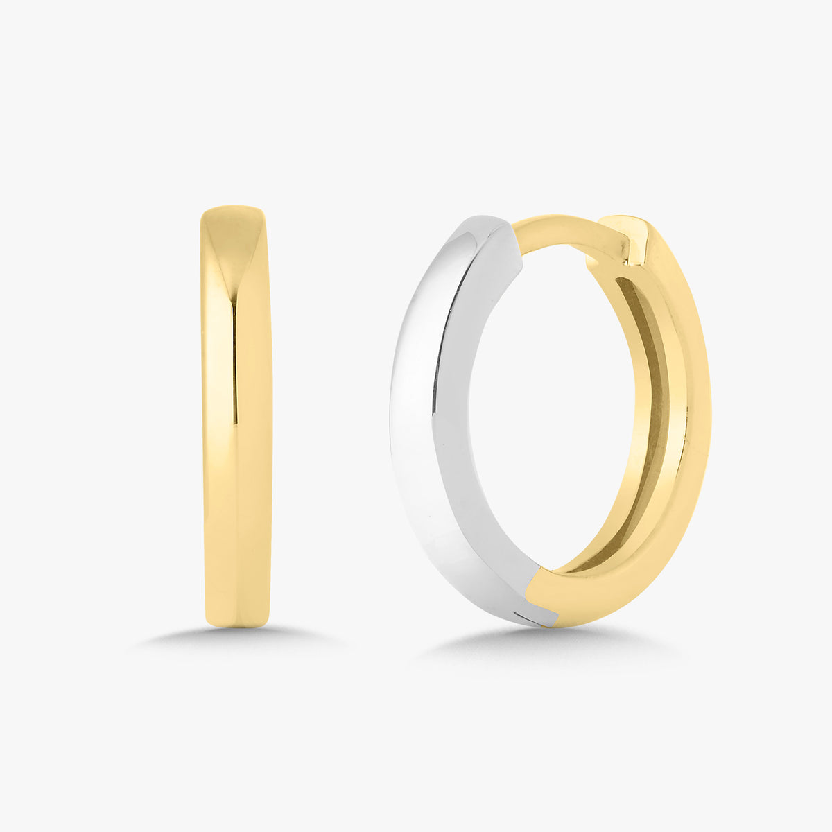 Two-Tone Reversible Polished Huggie Earrings