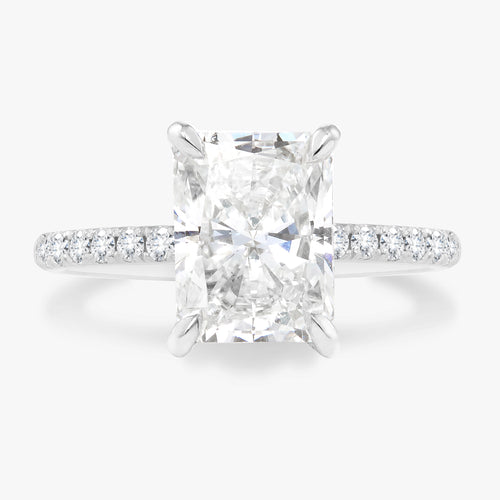 3.02ct Radiant Cut Lab Grown Diamond Solitaire with Pavé