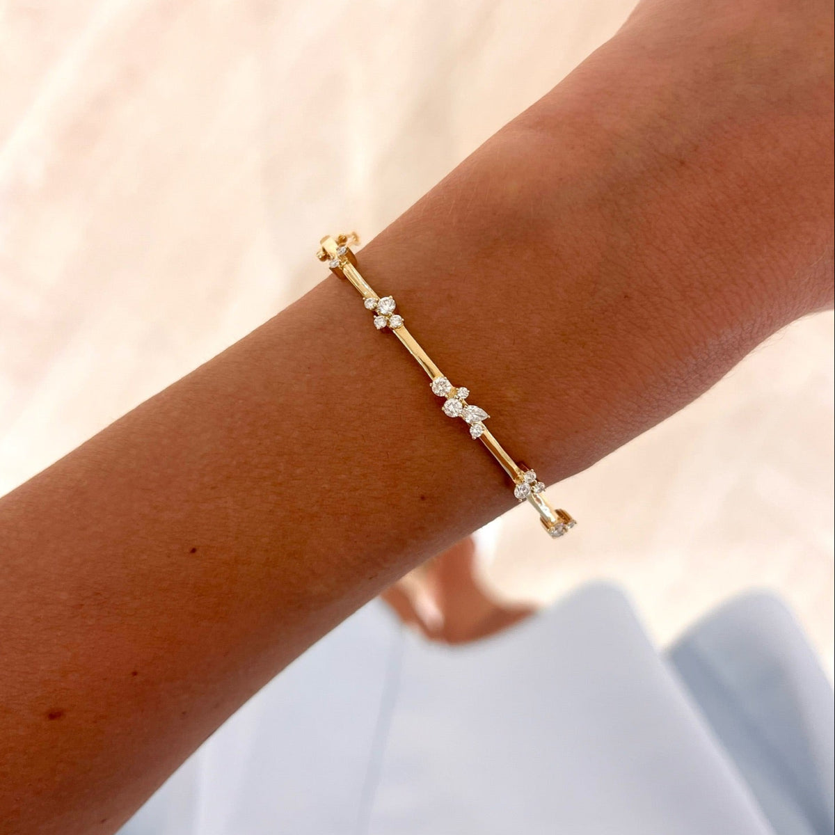Vana Mixed Multi Shape Diamond Bangle Bracelet