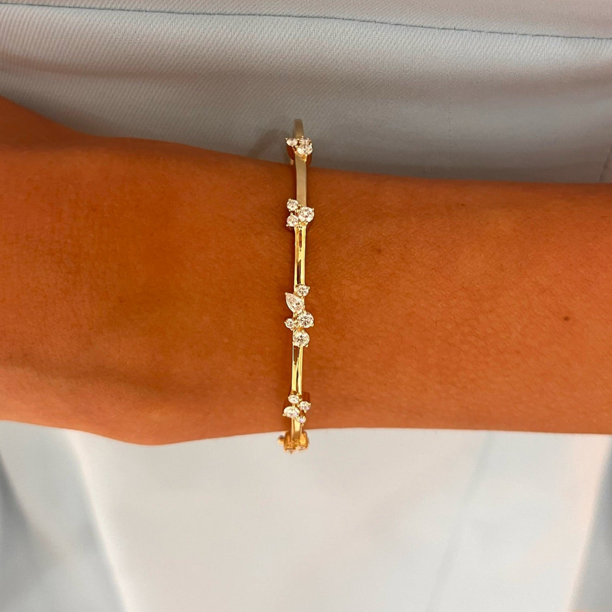 Vana Mixed Multi Shape Diamond Bangle Bracelet