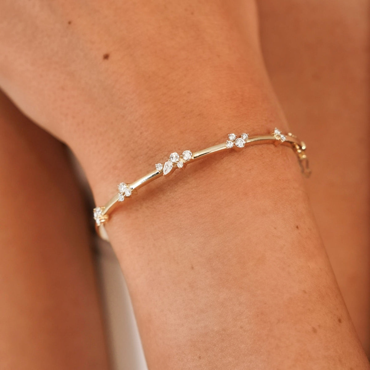 Vana Mixed Multi Shape Diamond Bangle Bracelet