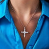 Georgian Set Oval & Round Diamond Cross Charm