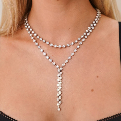 Dutton Two Strand Bezeled Diamond Lariat 18.82 ctw
