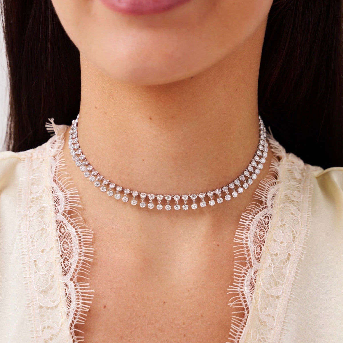 Muse Dangle Bezeled Diamond Adjustable Necklace