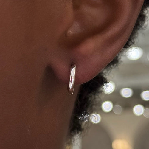 Two-Tone Reversible Polished Huggie Earrings