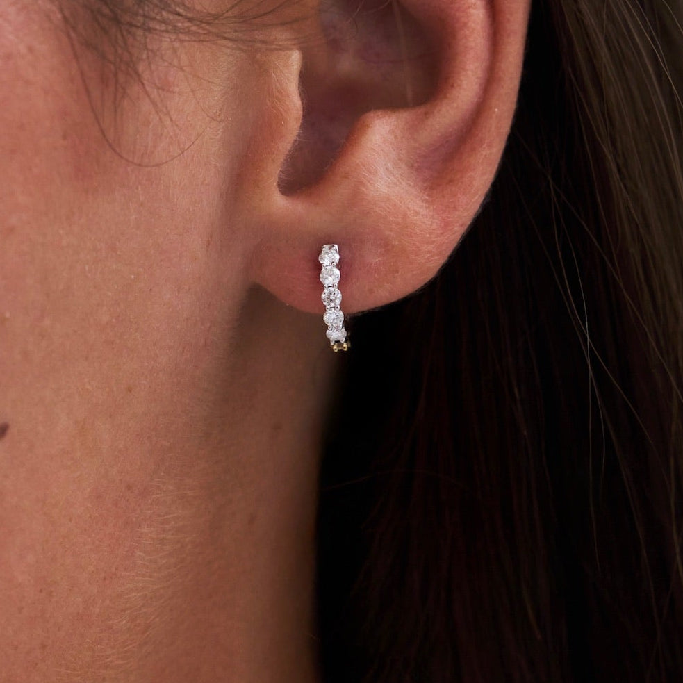 Two-Tone Reversible Diamond Huggie Earrings 1 ctw
