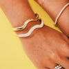 Welle Wavy Diamond Bangle Bracelet 2.72 ctw, Welle Wavy Polished Gold Bangle Bracelet