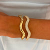 Welle Wavy Diamond Bangle Bracelet 2.72 ctw, Welle Wavy Polished Gold Bangle Bracelet