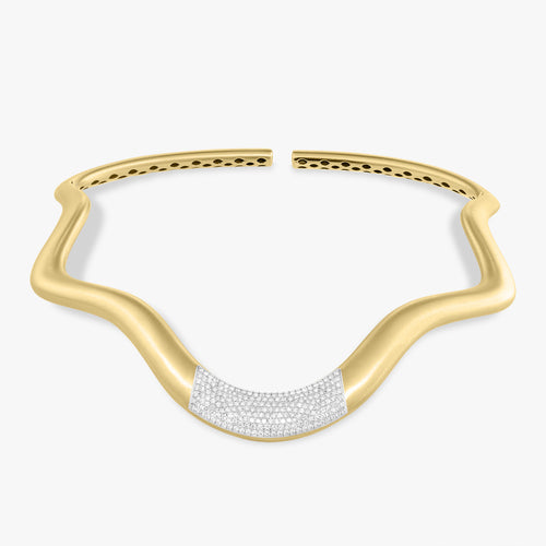 Welle Wavy Brushed Satin Finish Necklace Cuff 4.27 ctw