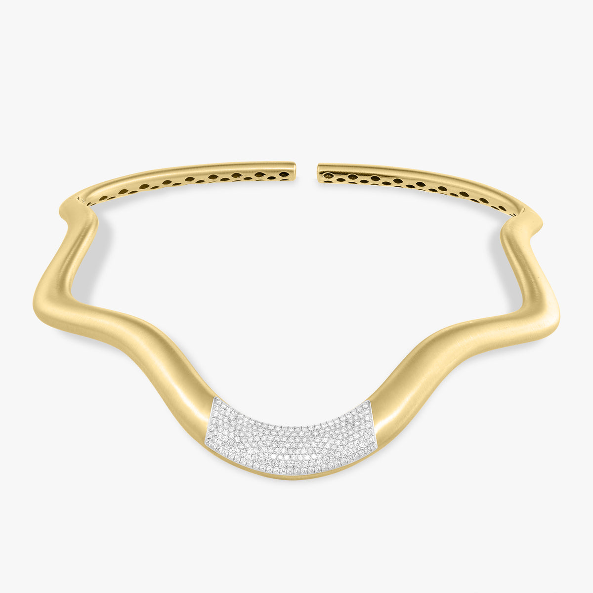 Welle Wavy Brushed Satin Finish Necklace Cuff 4.27 ctw