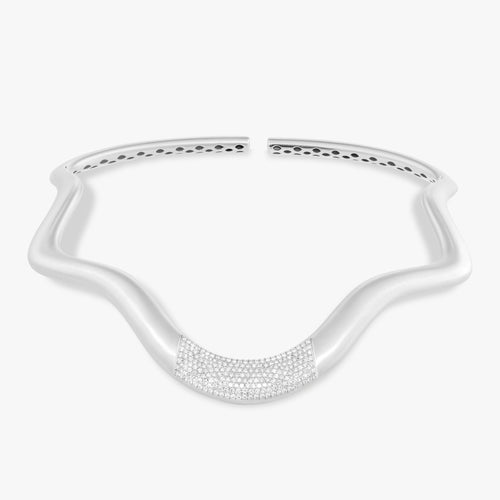 Welle Wavy Brushed Satin Finish Necklace Cuff 4.27 ctw
