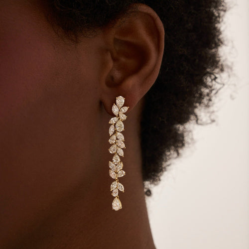 Camellia Pear & Marquise Diamond Dangle Earrings 11.15 ctw