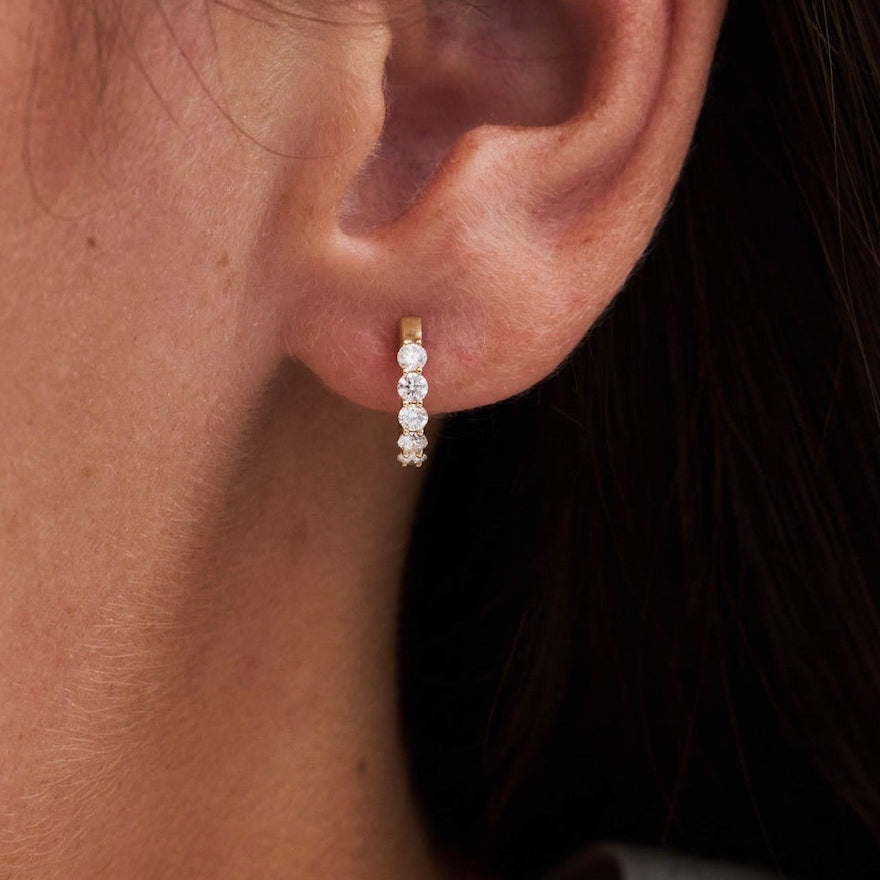 Two-Tone Reversible Diamond Huggie Earrings 1 ctw
