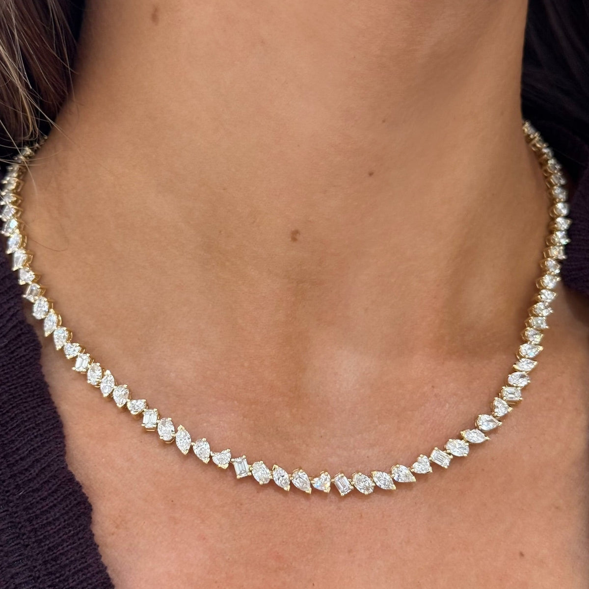 Pruitt Multi Mixed Shape Diamond Tennis Necklace