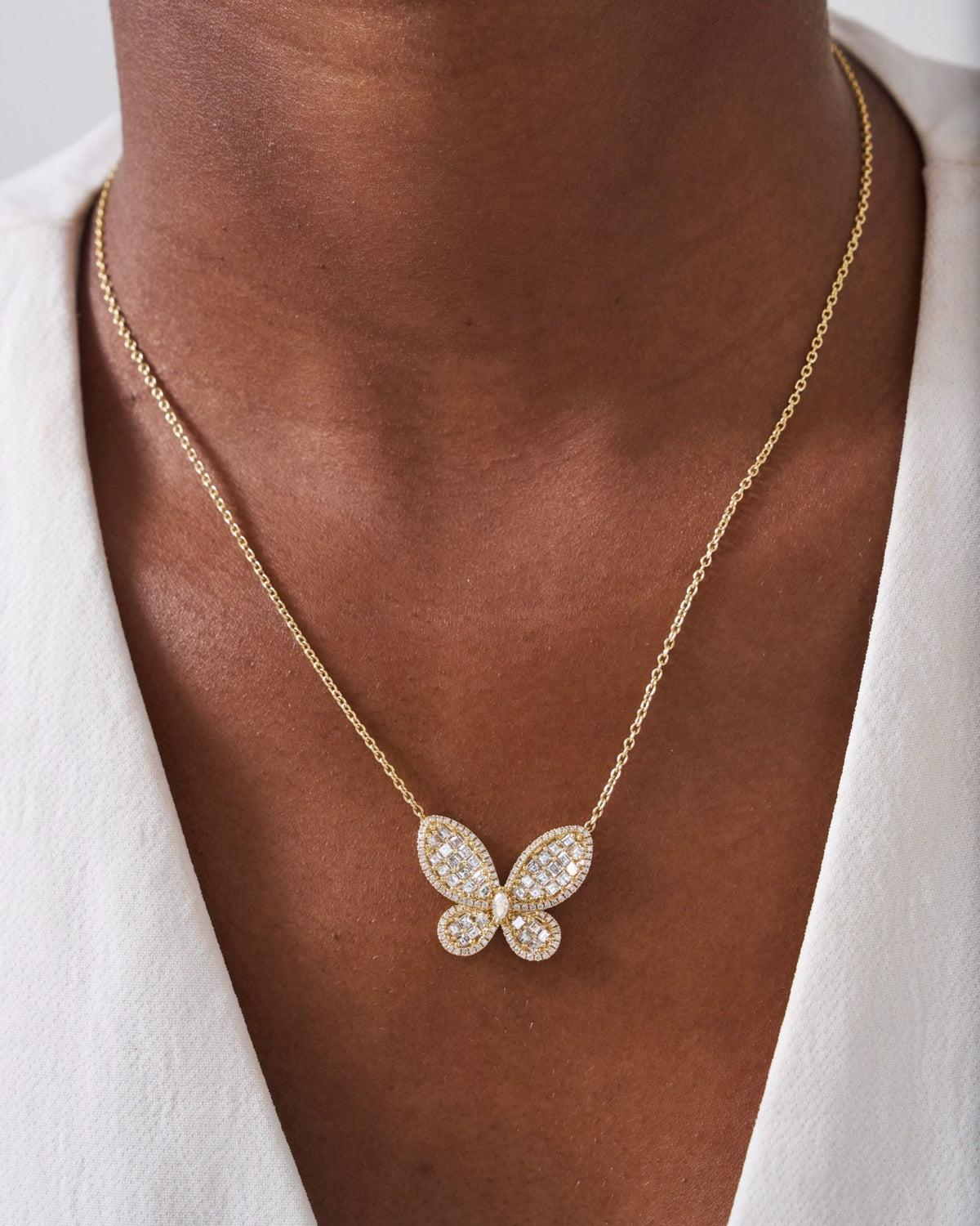 Aurelia Asscher Cut Diamond Butterfly Necklace