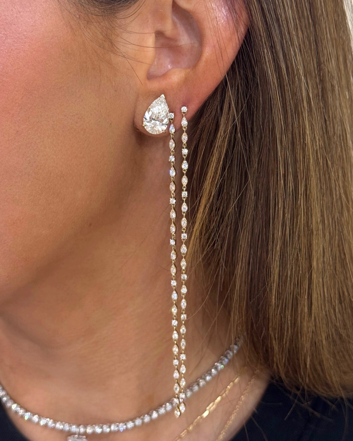 Hale Diamond Chain Duster Stud Earrings 