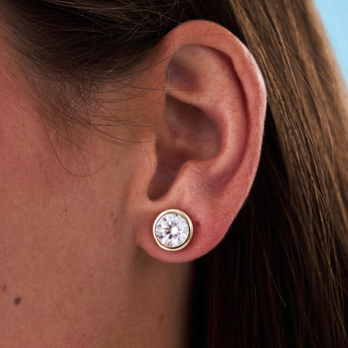 Lab Grown Round Brilliant Cut Bezel Set Diamond Studs