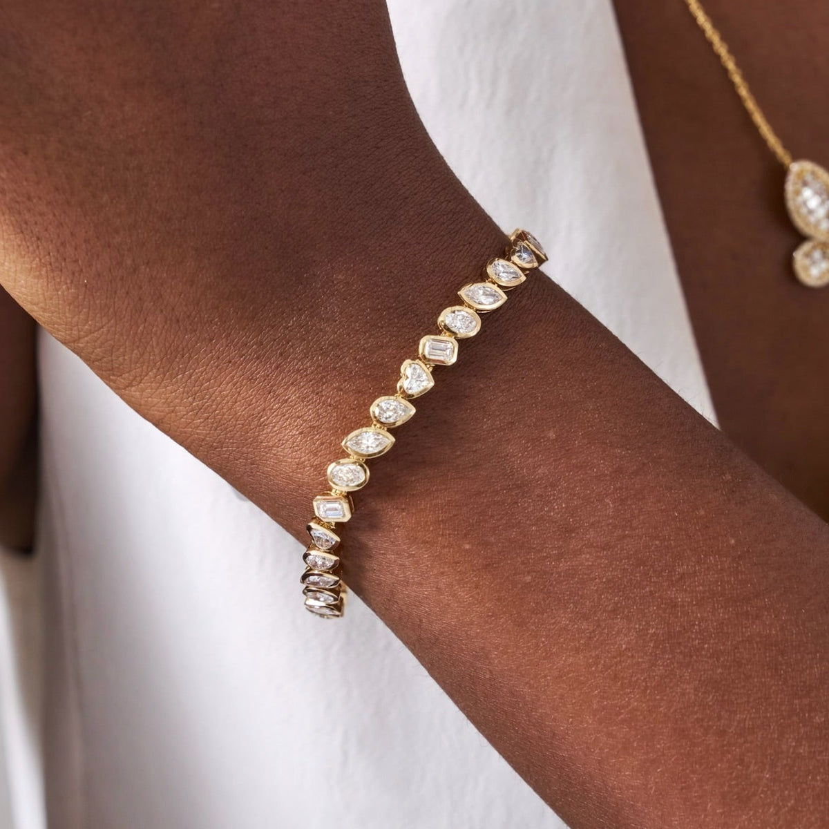 Bezel Set Pruitt Mixed Multi Shape Tennis Bracelet 7.23 ctw