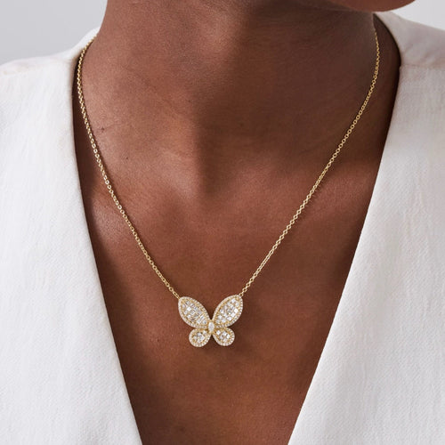 Aurelia Asscher Cut Diamond Butterfly Necklace