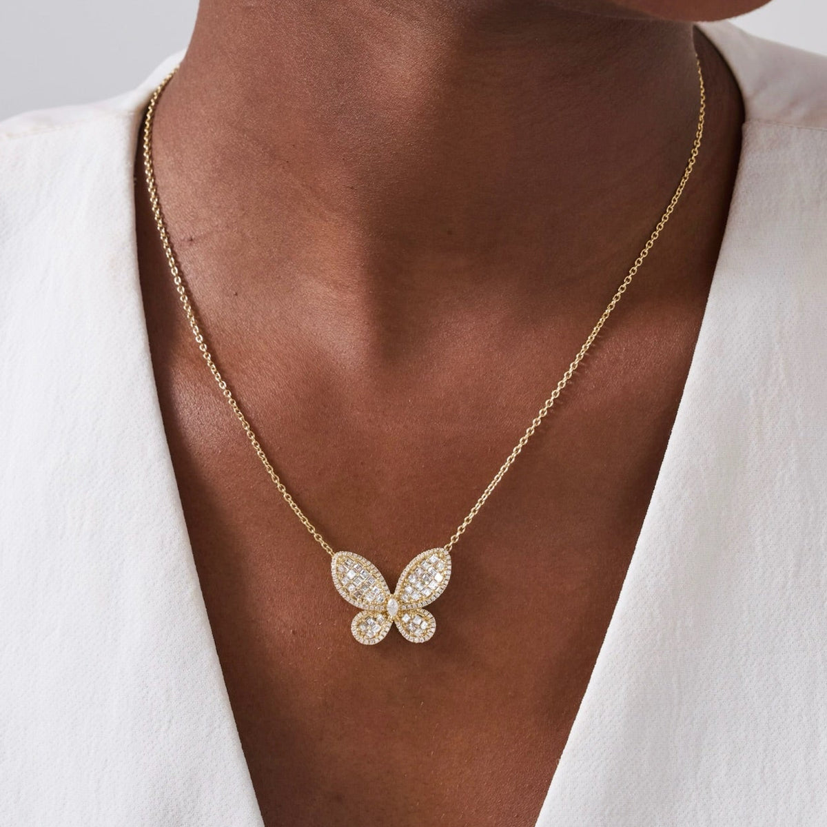 Aurelia Asscher Cut Diamond Butterfly Necklace