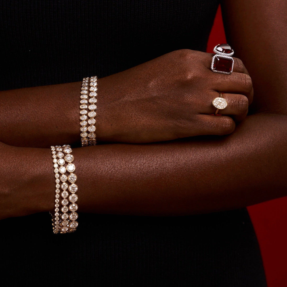 bezel bracelets, Oval Bezel Set Tennis Bracelet