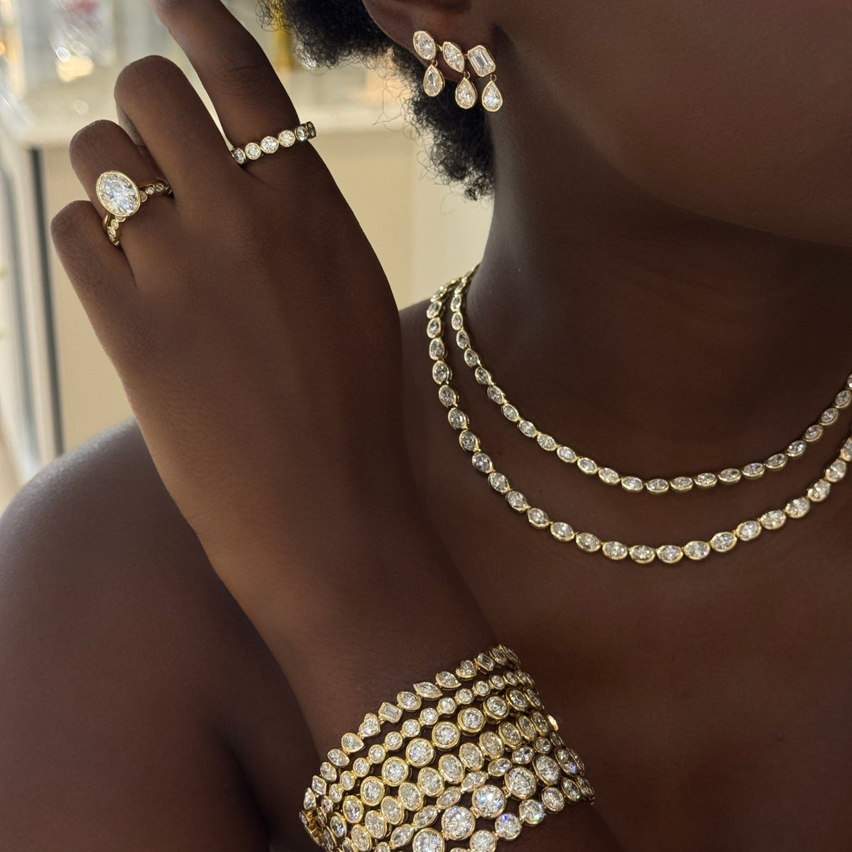 bezel set mckinsey earrings