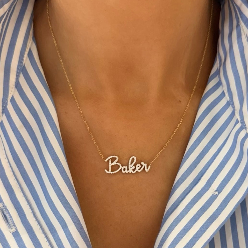 Custom Handwritten Diamond Name Necklace