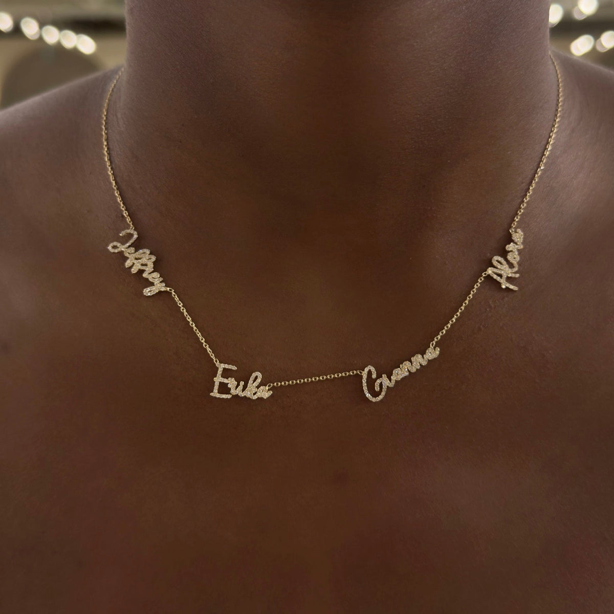 multiple custom handwritten name necklace